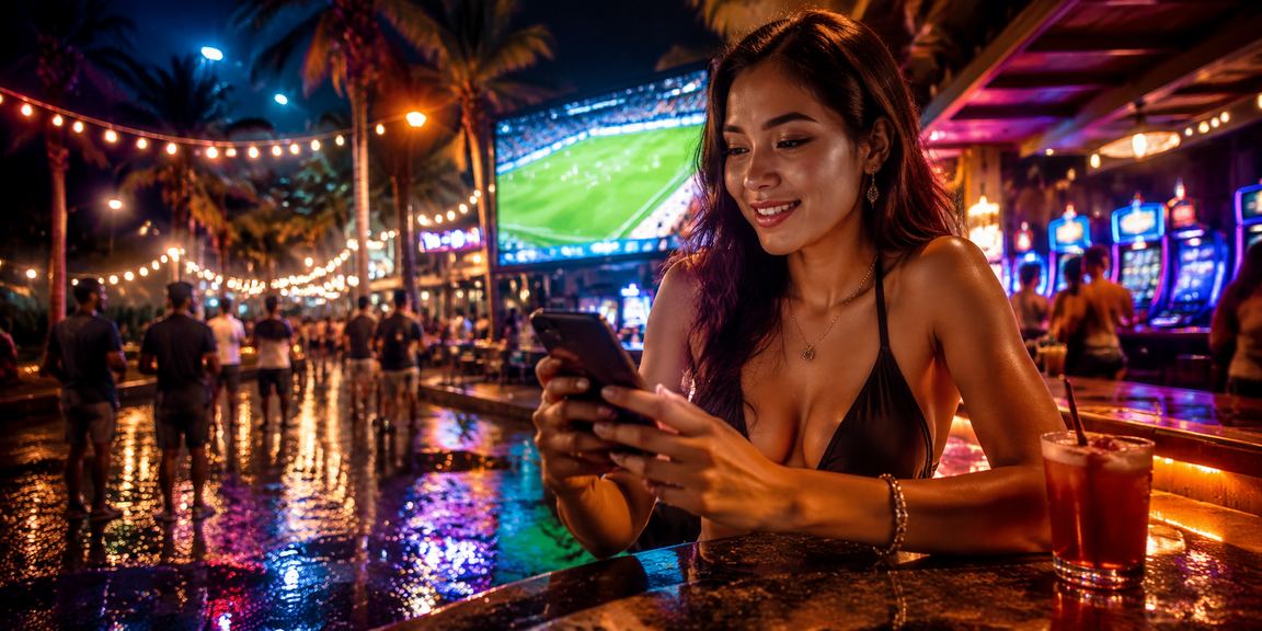 Pemain casino mengakses platform anakboss88 dari pantai menggunakan ponsel untuk naik level VIP